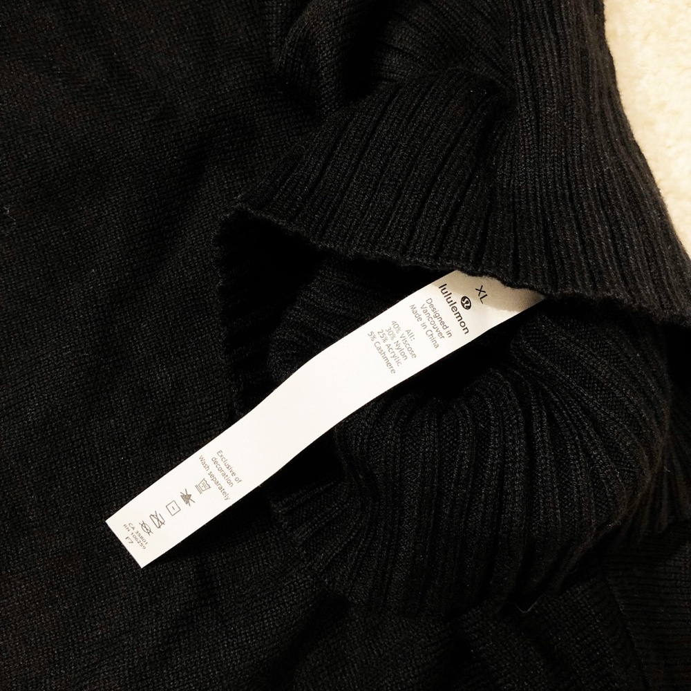 NEW Lululemon Softer Still Knit Sweater Dress Black Cashmere Blend XL Pocket - Picture 14 of 15